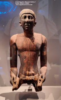 101_1-Dynasty-5-6,-plaster,-wood,-Ancient-Egypt,-History-Pharaohs,-Grand-Egyptian-Museum,-Saqqara,-Scribe-statues-of-Mitri,-Boundary-official-and-priest-of-Goddess-Maat