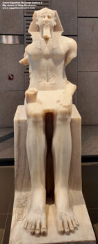 134-Big-statue-of-King-Menkaure,-Ancient-Egypt,-History-Pharaohs,-Grand-Egyptian-Museum,-Dynasty-4,-Egyptian-alabaster,-giza,-The-statue-was-found-in-the-unfinished-mortuary-temple