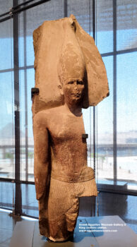 142-Dynasty-4,-limestone,-dahshur,-King-sneferu-statue,-Ancient-Egypt,-History-Pharaohs,-Grand-Egyptian-Museum,-A-life-sized-royal-image-was-carved-coming-out-of-the-back-wall