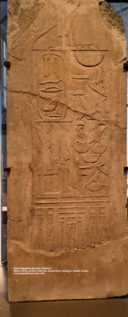 143-Dynasty-4,-limestone,-dahshur,-Stela-of-king-sneferu-with-the-seated-king-wearing-a-double-crown,-Ancient-Egypt,-History-Pharaohs,-Grand-Egyptian-Museum,-cartouche