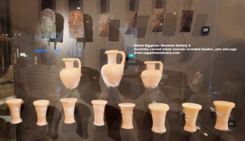 150_3-Dynasty-4,-Egyptian-alabaster,-giza,-Carefully-carved-stone-vessels-included-beaker,-jars,-Ancient-Egypt,-History-Pharaohs,-Grand-Egyptian-Museum