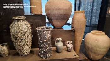 156-Dynasty-1-2,-Egyptian-alabaster,-greywacke,-breccia,-diorite,-basalt,-Saqqara,-Carved-from-different-types-of-stone-vessels,-Ancient-Egypt,-History-Pharaohs,-Grand-Egyptian-Museum