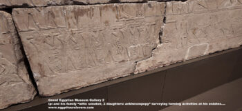 166_1-Dynasty-6,-limestone,-Saqqara,-Ancient-Egypt,-History-Pharaohs,-Grand-Egyptian-Museum,-Ipi-and-his-family-wife-senebet,-2-daughters-ankhesenpepy,-surveying-farming-activities-at-his-estates
