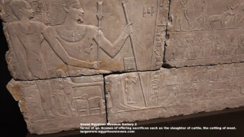 168_1-Dynasty-6,-limestone,-Saqqara,-Ancient-Egypt,-History-Pharaohs,-Grand-Egyptian-Museum,-Scenes-of-offering-sacrifices-such-as-the-slaughter-of-cattle,-large-farms-of-ipi