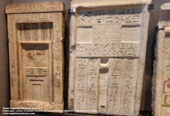 186_1-Dynasty-4-6,-limestone,-Saqqara,-hierakonpolis,-False-door-stelae-of-priests-Seshu,-Ipi-and-with-their-families-with-Funerary-texts,-Ancient-Egypt,-History-Pharaohs,-Grand-Egyptian-Museum