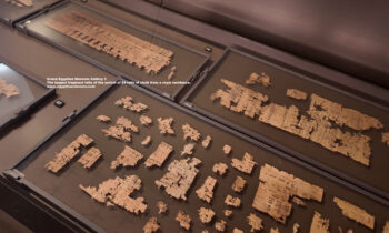 204-dynasty-5,-papyrus,-Ancient-Egypt,-History-Pharaohs,-Grand-Egyptian-Museum,-abuser,-Cartouche-of-King-Neferikare,-largest-fragment-tells-of-the-arrival-of-24-rolls-of-cloth-from-a-royal-residence