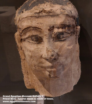 226-dynasty-6,-linen-fabric,-Saqqara,-Priest-Mehi--funeral-mask-is-made-of-linen,-Ancient-Egypt,-History-Pharaohs,-Grand-Egyptian-Museum