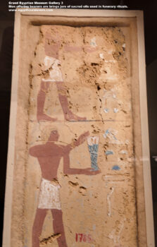 233-dynasty-6,-plaster,-mud,-dahshur,-Ancient-Egypt,-History-Pharaohs,-Grand-Egyptian-Museum,-Men-offering-bearers-are-brings-jars-of-sacred-oils-used-in-funerary-rituals