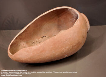 240_1-Predynastic-era,-Pottery,-human-bones,-adiama,-Ancient-Egypt,-History-Pharaohs,-Grand-Egyptian-Museum,-jar-containing-the-bones-of-a-child-in-a-squatting-position