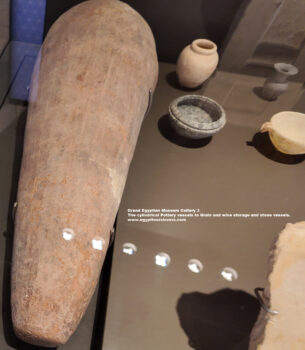 262-dynasty-1,-Naqada-III,-alabaster,-greywacke,-granite-_-abu-rawash,-Ancient-Egypt,-History-Pharaohs,-Grand-Egyptian-Museum,-cylindrical-Pottery-vessels-to-Grain-and-wine-storage
