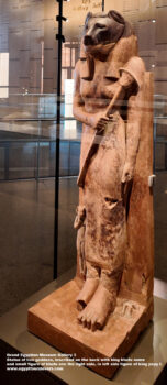 264_3-dynasty-4-6,-pottery,-Saqqara,-Ancient-Egypt,-History-Pharaohs,-Grand-Egyptian-Museum,-Statue-of-lion-goddess,-inscribed-on-the-back-with-king-khufu,-king-pepy-I