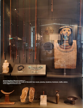 267-Dynasty-11,-Silver,-bronze,-Egyptian-alabaster,-Assiut,-Funerary-furniture,-tomb-of-Mesehti,-face-mask,-jewelry,-headrest,-footstool,-Ancient-Egypt,-History-Pharaohs,-Grand-Egyptian-Museum
