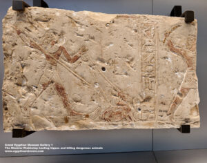 4-Grand-Egyptian-Museum-Gallery-1---Dynasty-5,-6,-limestone,-Tombs-in-el-mahasna,-Sohag,-Wild-hunting-trips-in-ancient-egypt,-The-Minister-Ptahhotep-hunting-hippos-and-killing-dangerous-animals
