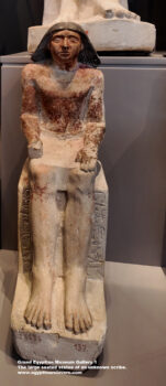 58-old-kingdom,-limestone,-giza,-Saqqara,-The-large-seated-statue-of-an-scribe,-Ancient-Egypt,-History-Pharaohs,-Grand-Egyptian-Museum