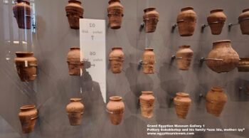 82_1-Dynasty-6,-Ancient-Egypt,-History-Pharaohs,-Grand-Egyptian-Museum,-pottery,-qubbet-el-hawa-aswan,-Sobekhotep-and-his-family,-fruits-and-cereals-offered-to-his-mother