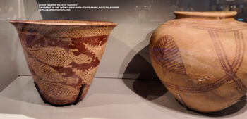 86_1-Naqada-II-period,-gebelein,-Decorated-jar-and-pottery-were-made-of-pale-desert-marl-clay-painted,-Ancient-Egypt,-History-Pharaohs,-Grand-Egyptian-Museum