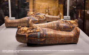 Canopic Coffinette - 4 Beaten Solid Gold Miniature Coffins - King Tutankhamun Treasures