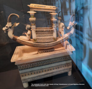 The-alabaster-boat-with-ibex-heads-of-King-Tutankhamun-in-Grand-Egyptian-Museum