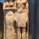 23-Dynasty-5,-Limestone,-Saqqara,-Statue-of-Neferhotep-and-his-wife-Thintiti,-priestess-of-the-temple-of-goddess-Hathor,-Ancient-Egypt,-History-Pharaohs,-Grand-Egyptian-Museum,-scribe-of-royal-documents